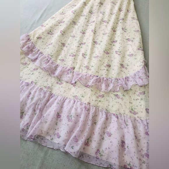 70s Sylvia Ann Prairie Dress Floral Boho Maxi Dress - Picture 3 of 15